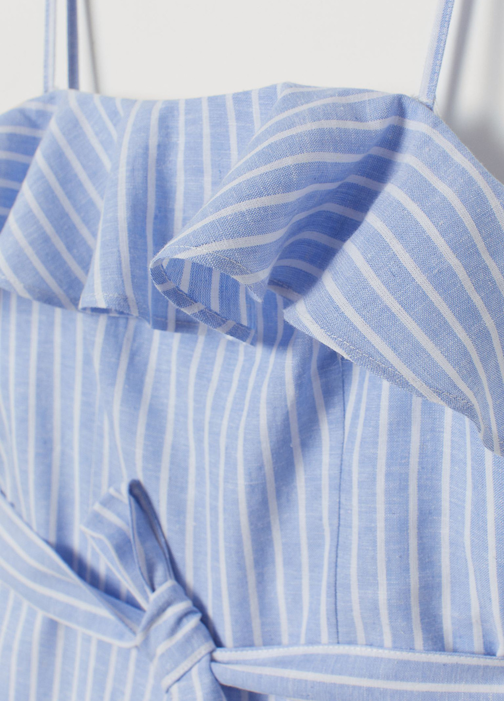 Комбінезон H&M комбінезон-шорти смужка блакитний кежуал льон