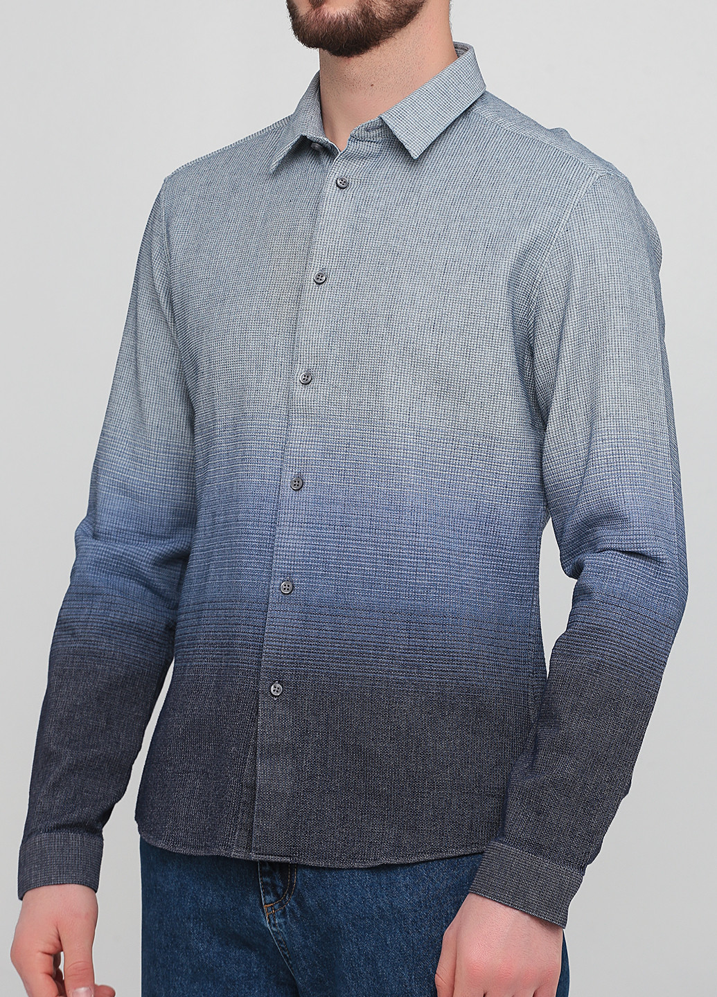 Синяя кэжуал рубашка с градиентным узором Drykorn