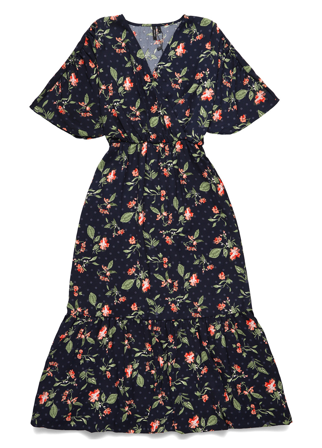 Темно-синее кэжуал платье на запах Vero Moda с цветочным принтом