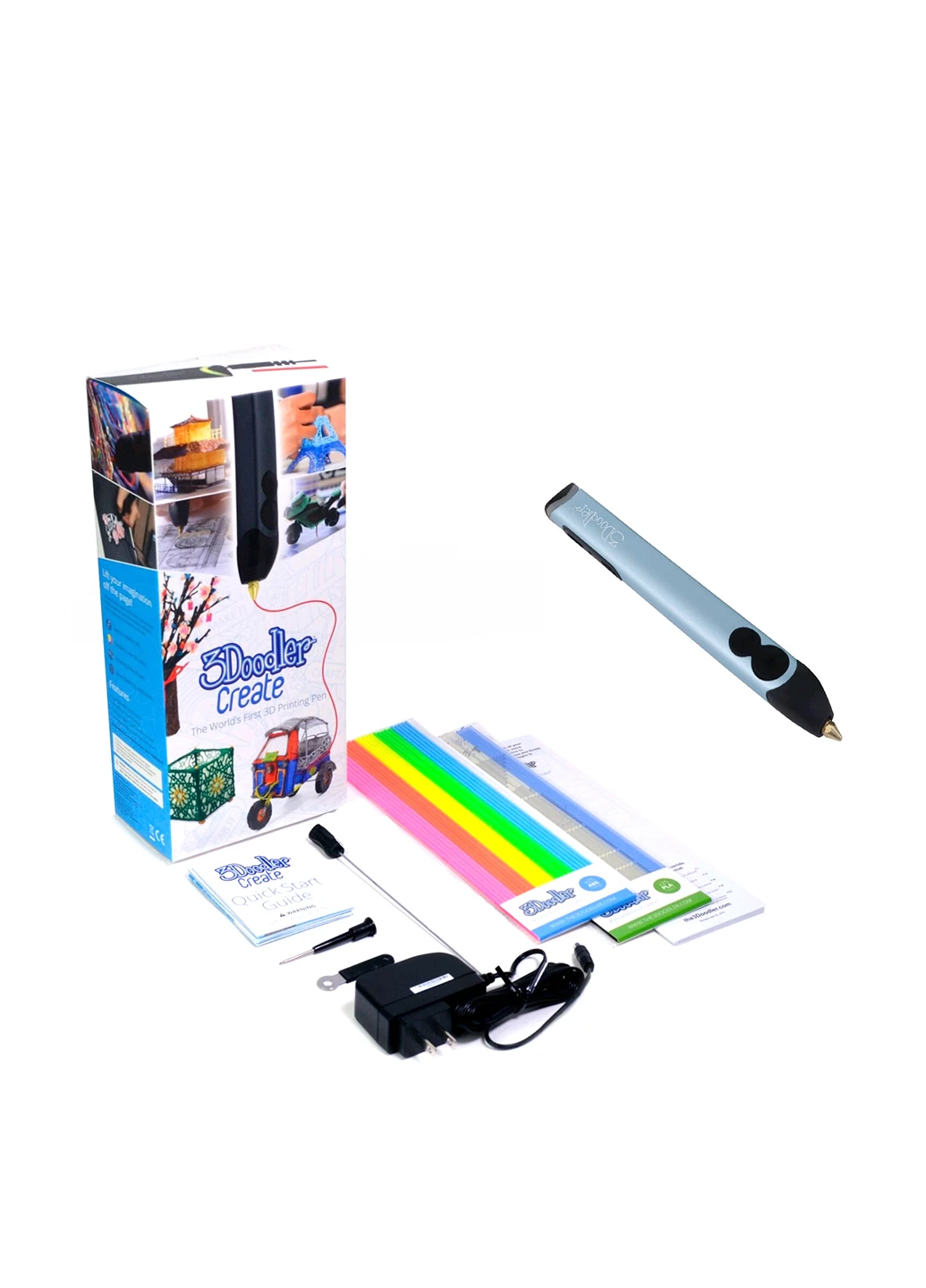 3d-ручка 3doodler create для проф. исп. - голубой металлик (50 стержней из abs-пластика, аксесс.) 3Doodler Create (83748660)