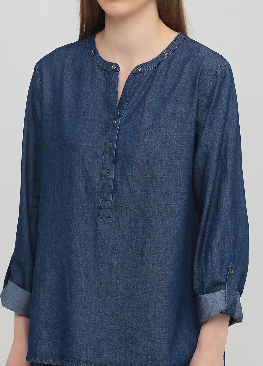 Сорочка Gina Benotti однотонна темно-синя джинсова бавовна