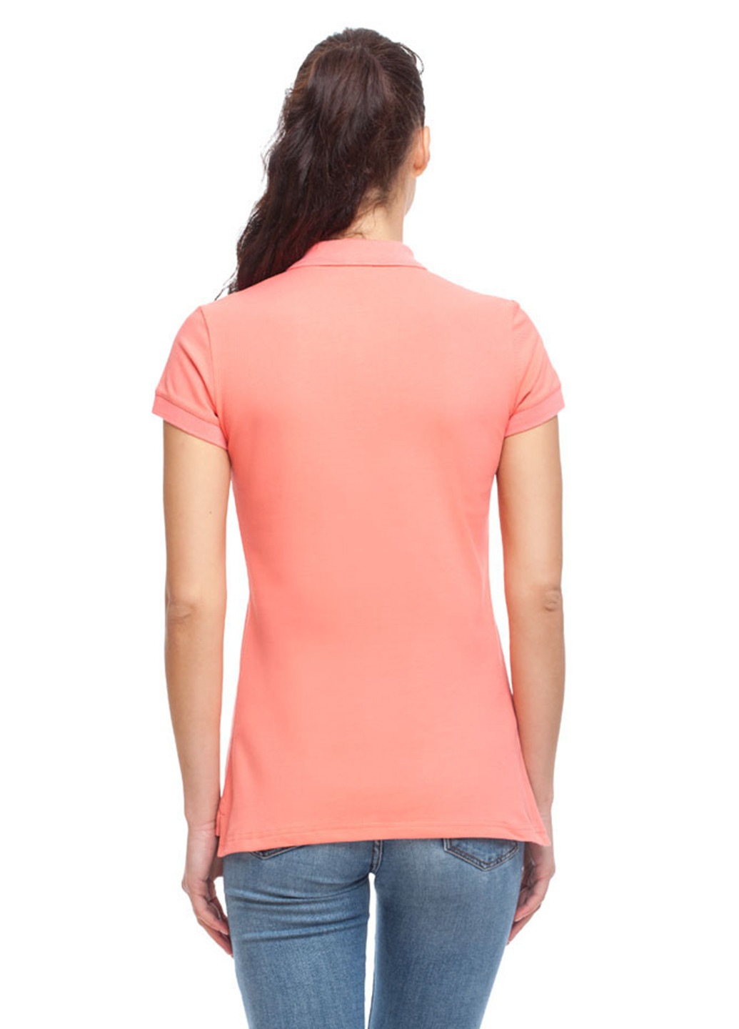 Коралловая женская футболка-поло Promin. однотонная