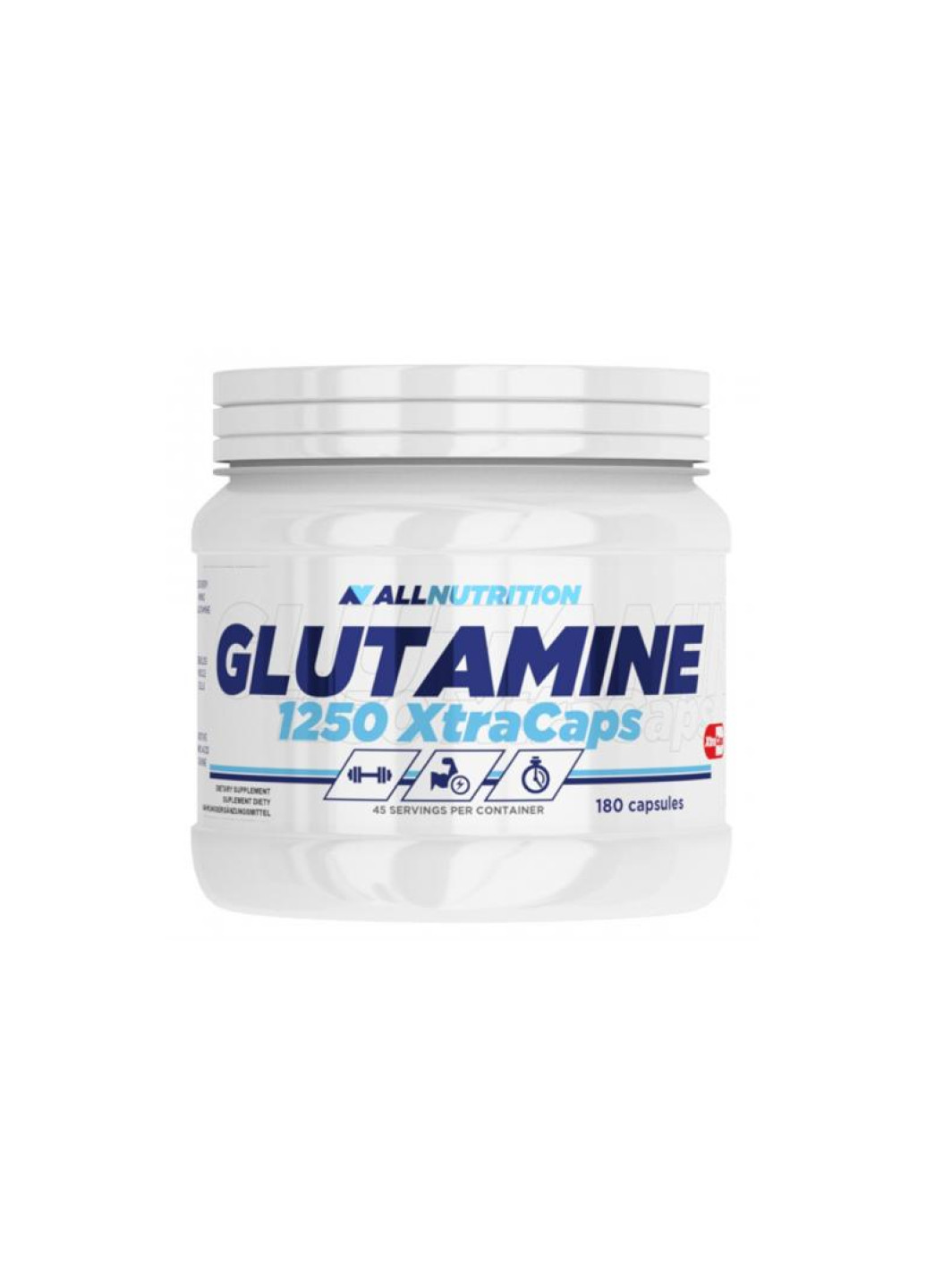 Амінокислоти для нарощування м'язової маси All Nutrition Glutamine 1250 Xtracaps - 180caps Allnutrition (253540443)