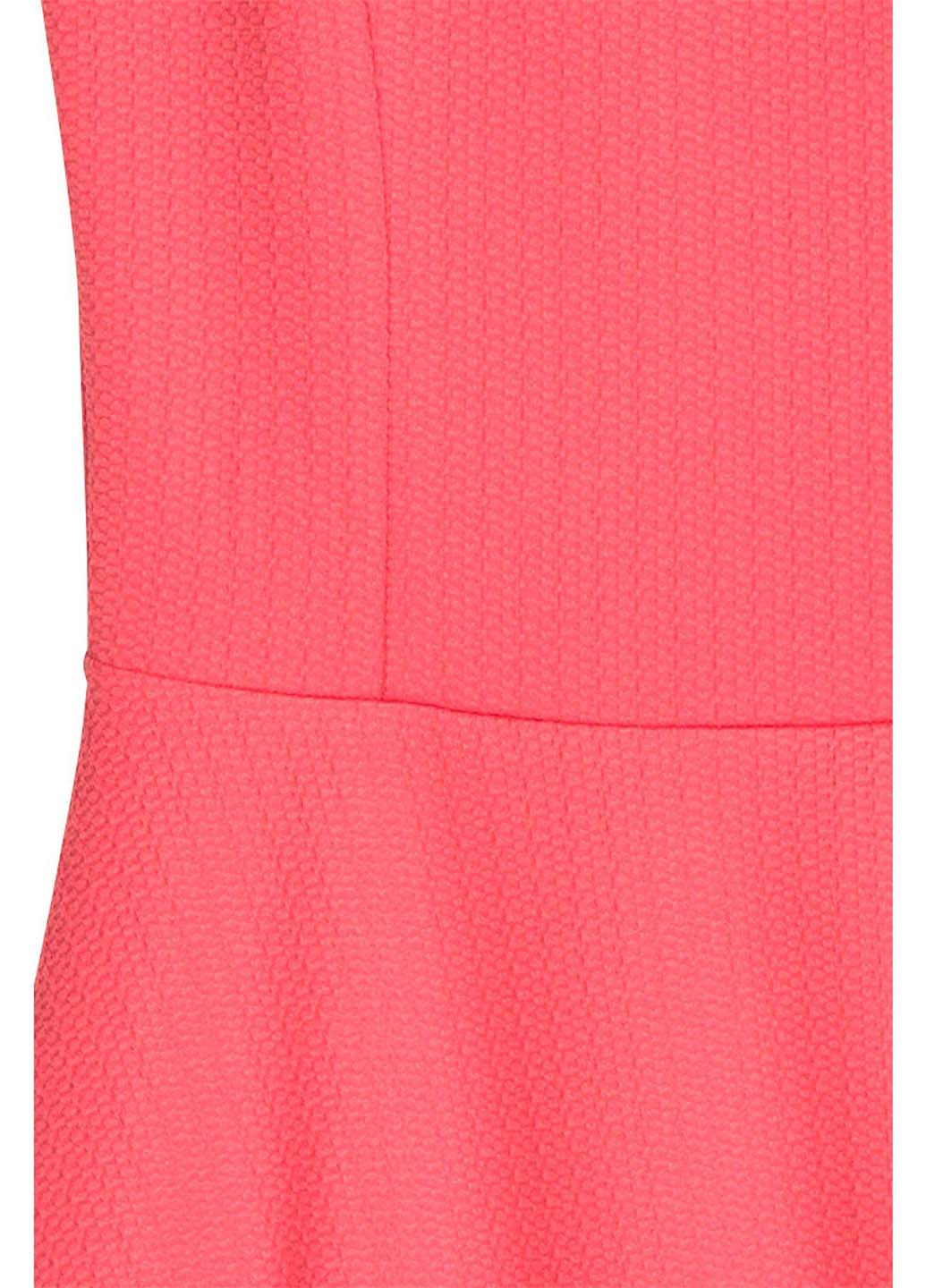 Кислотно-розовое кэжуал платье клеш H&M однотонное