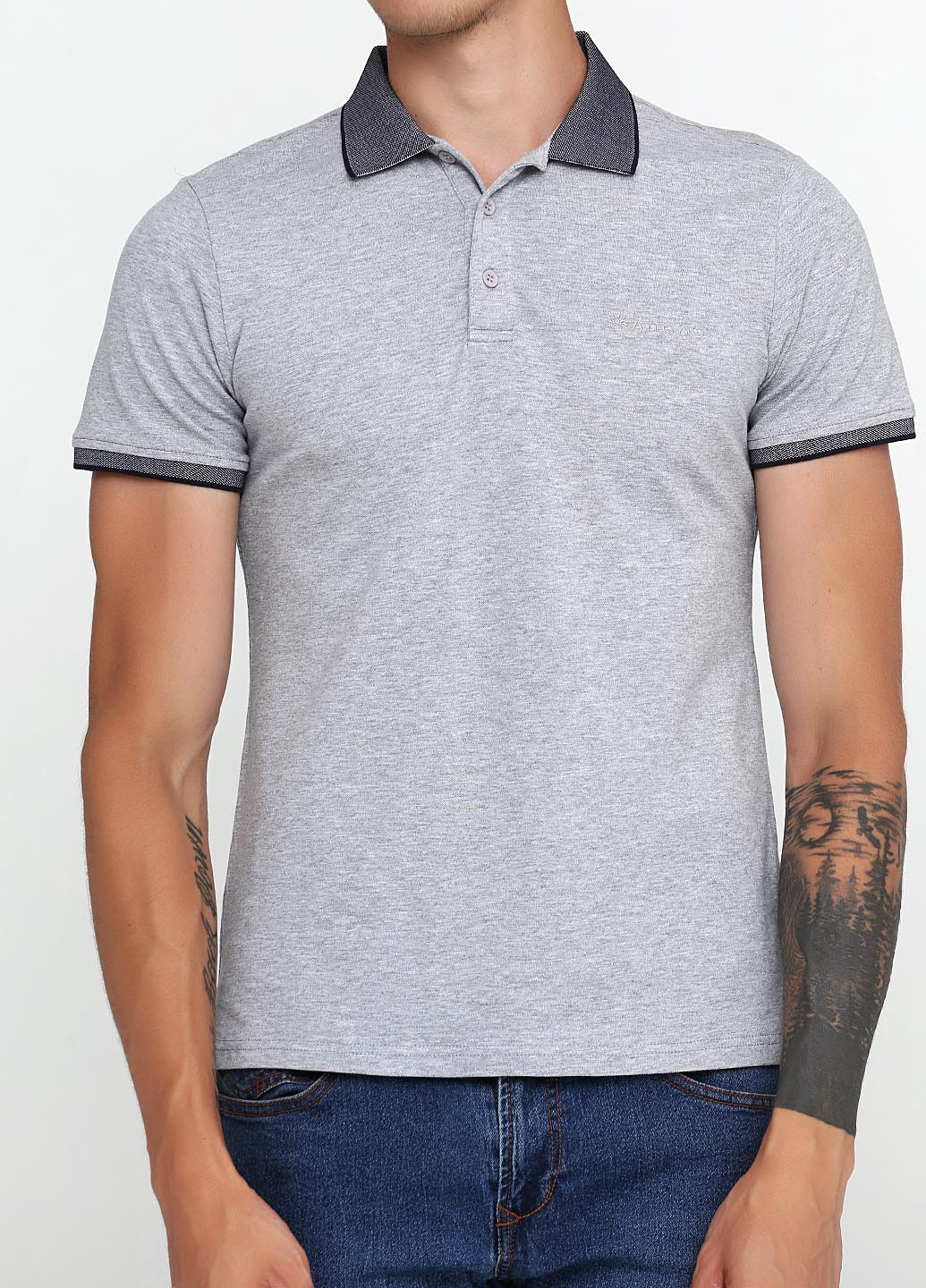 Серая футболка-поло для мужчин Anabel Arto с логотипом