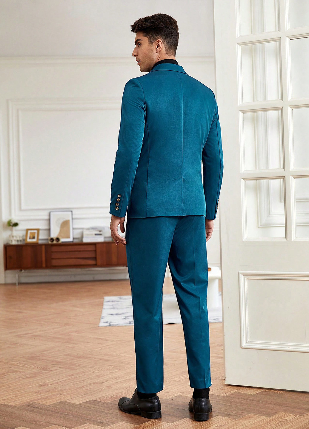 Морської хвилі демісезонний костюм (піджак, штани) брючний SHEIN