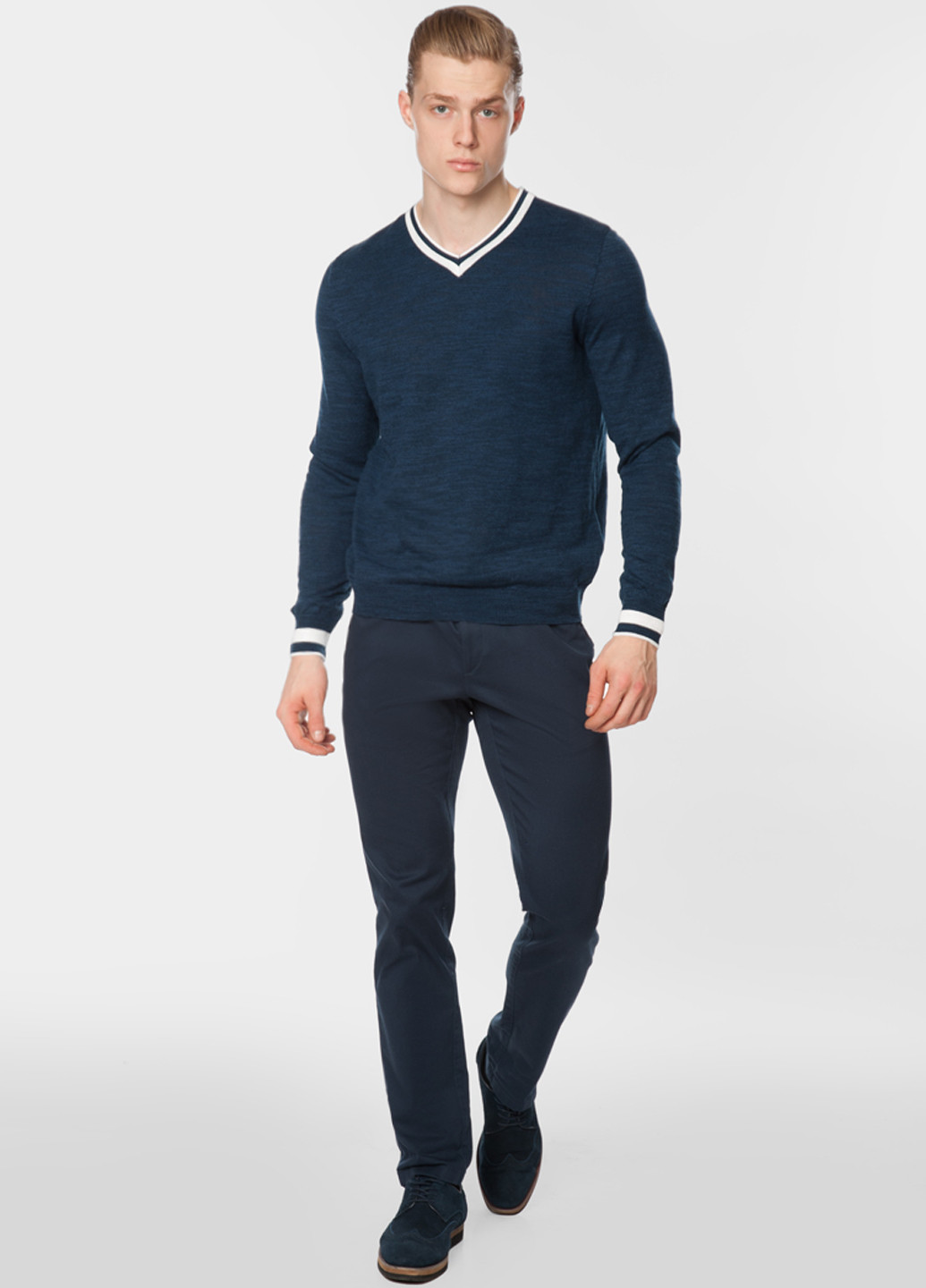 Синій зимовий пуловер чоловічий Arber V-neck N-AVT-67