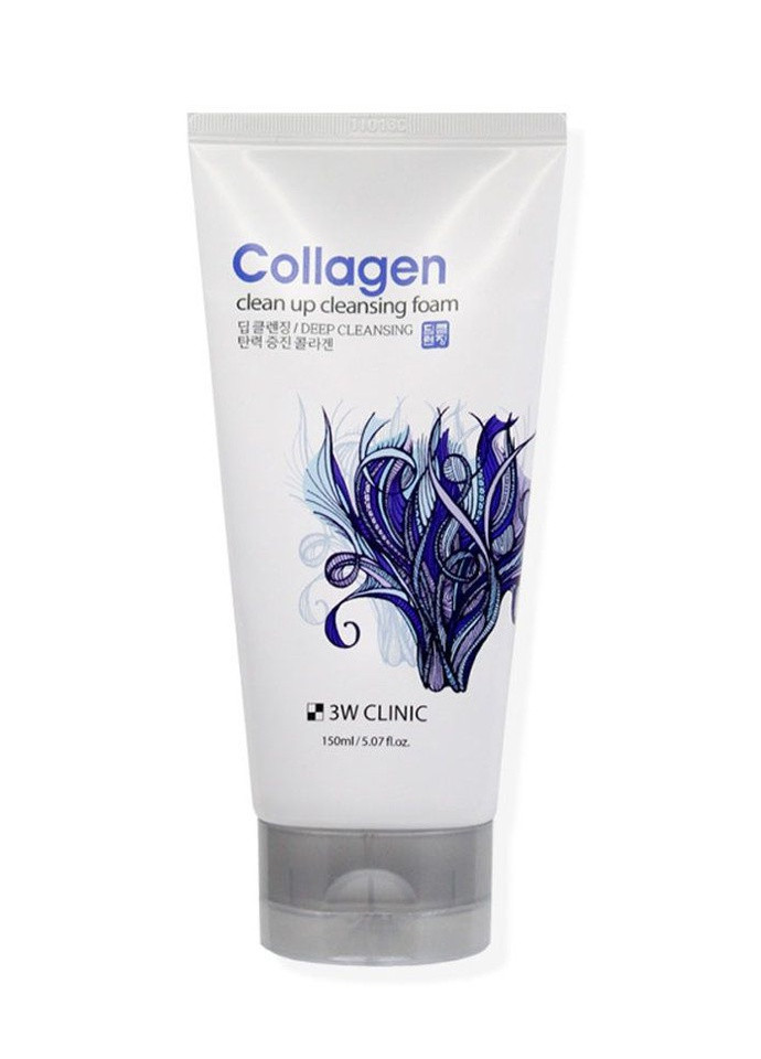 Collagen Clean Up Cleansing Foam Пенка для умывания лица очищающая с коллагеном, 150 мл 3W Clinic (236499756)
