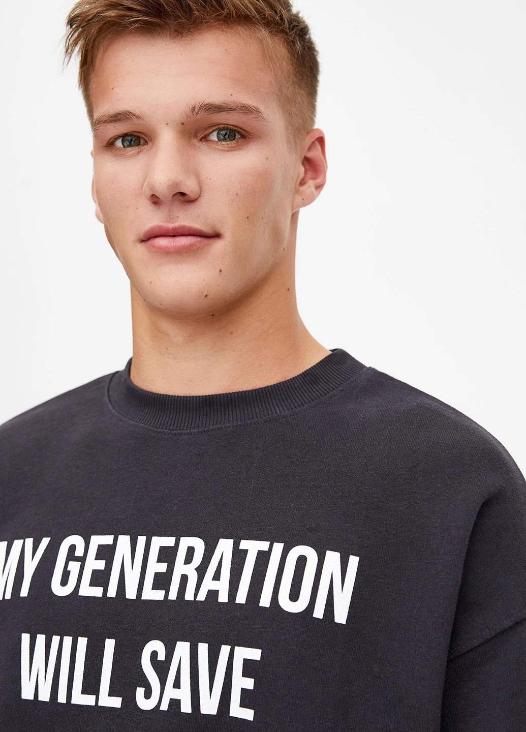 Темно-сірий світшоти Pull & Bear напис без декору (244287030)