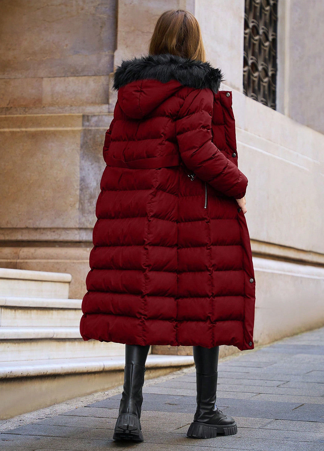 Темно-червона зимня куртка SHEIN