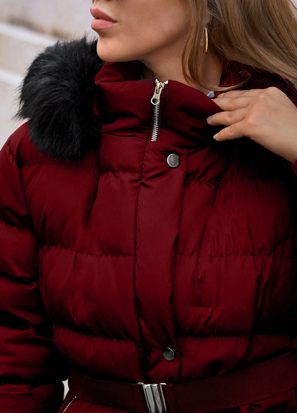 Темно-червона зимня куртка SHEIN