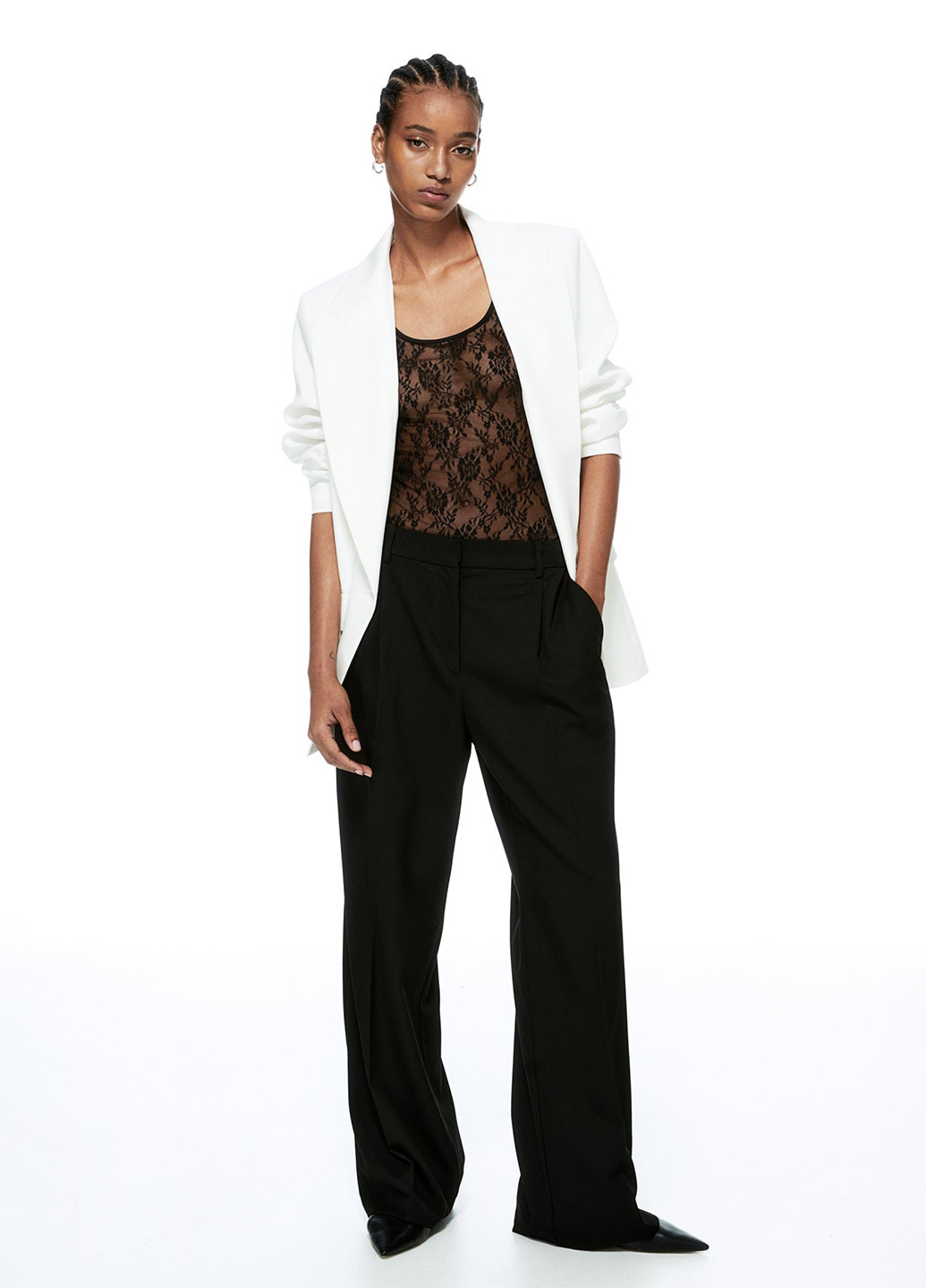 Черные кэжуал, классические демисезонные прямые брюки H&M