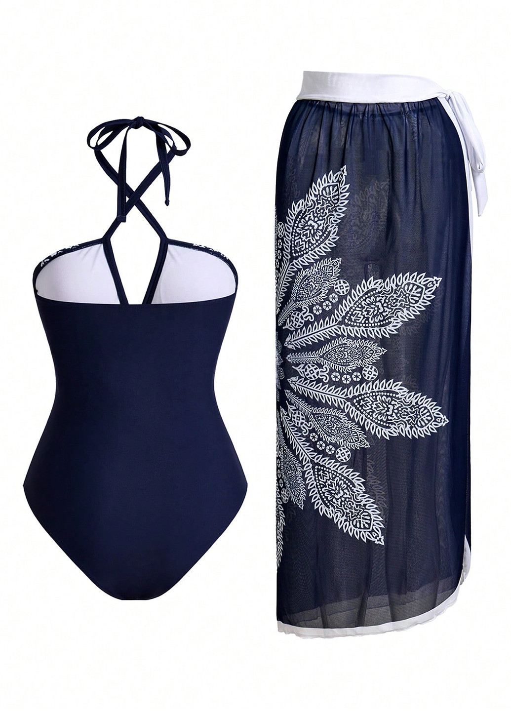 Синій літній купальник суцільний SHEIN