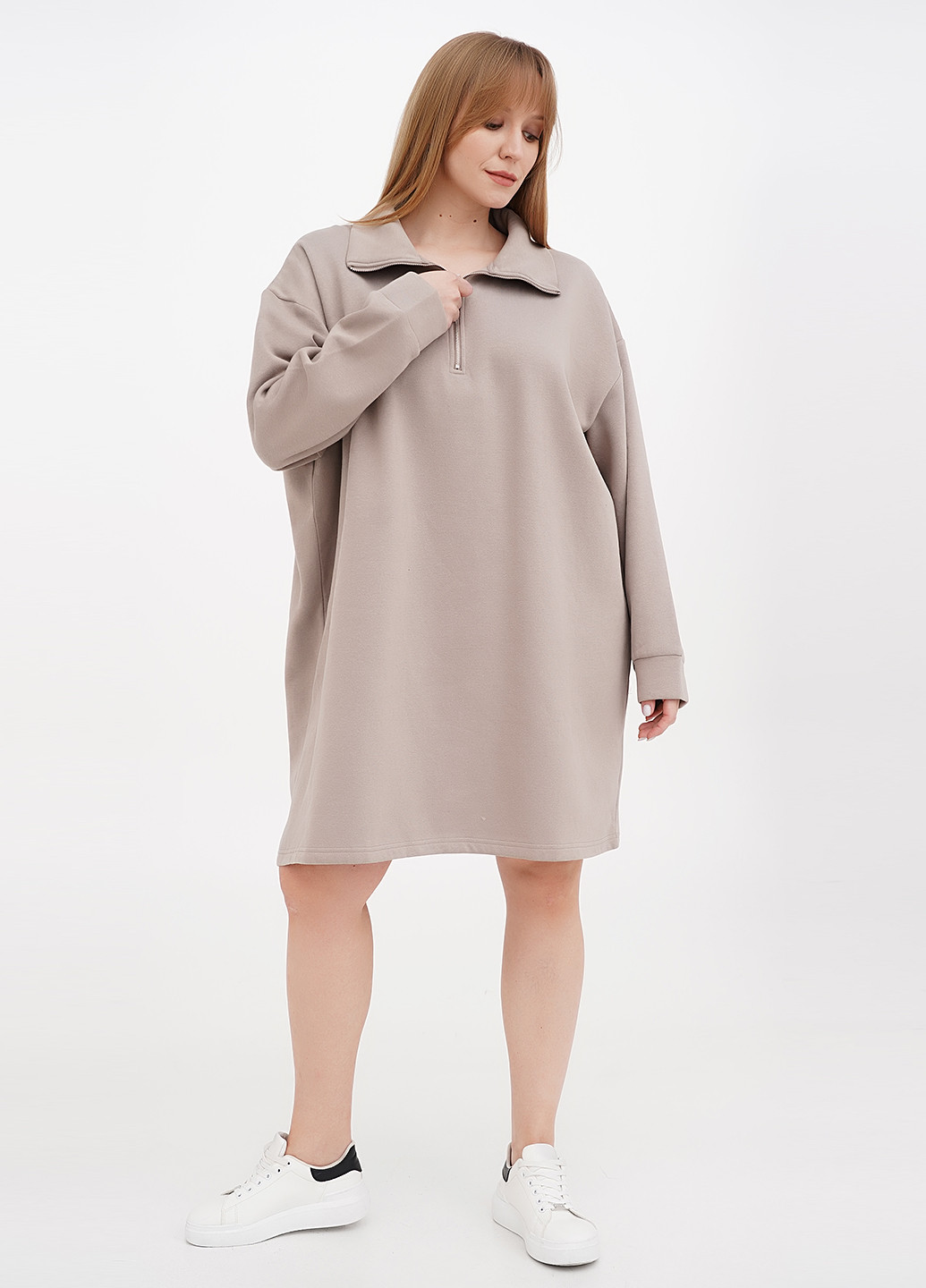 Бежевое кэжуал платье платье-свитшот H&M однотонное