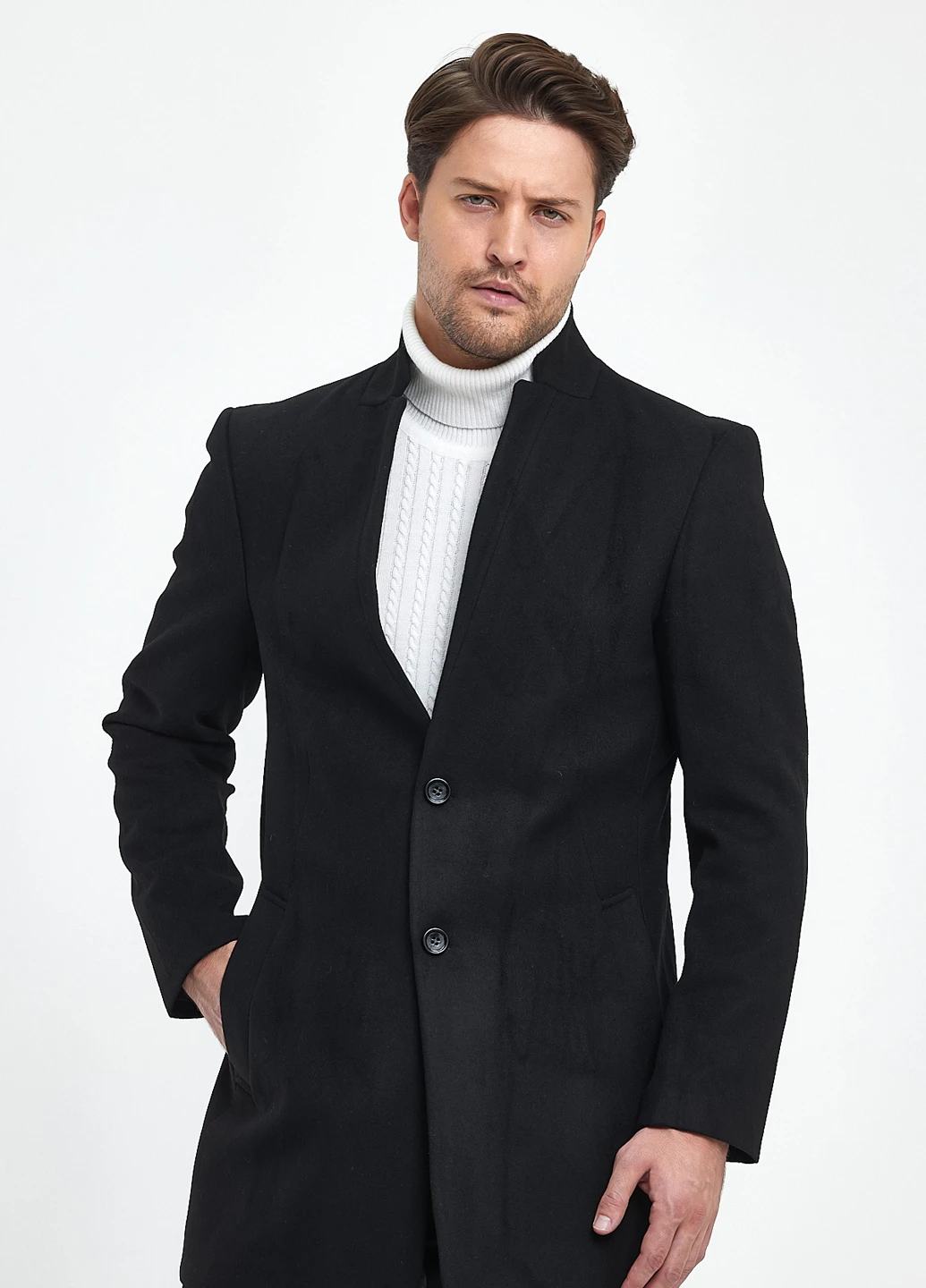 Чорне демісезонне Пальто однобортне Trend Collection