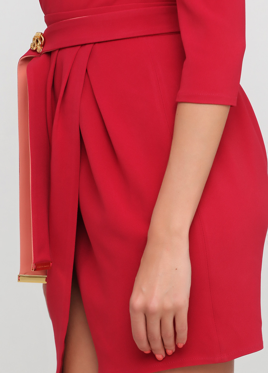 Темно-красное коктейльное платье Elisabetta Franchi однотонное