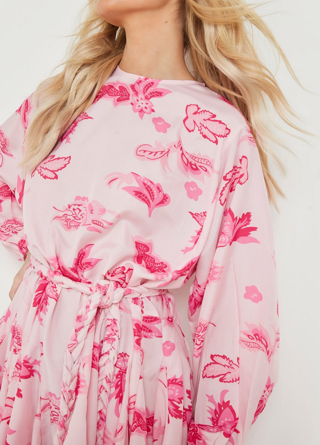 Рожева кежуал сукня кльош Boohoo з квітковим принтом