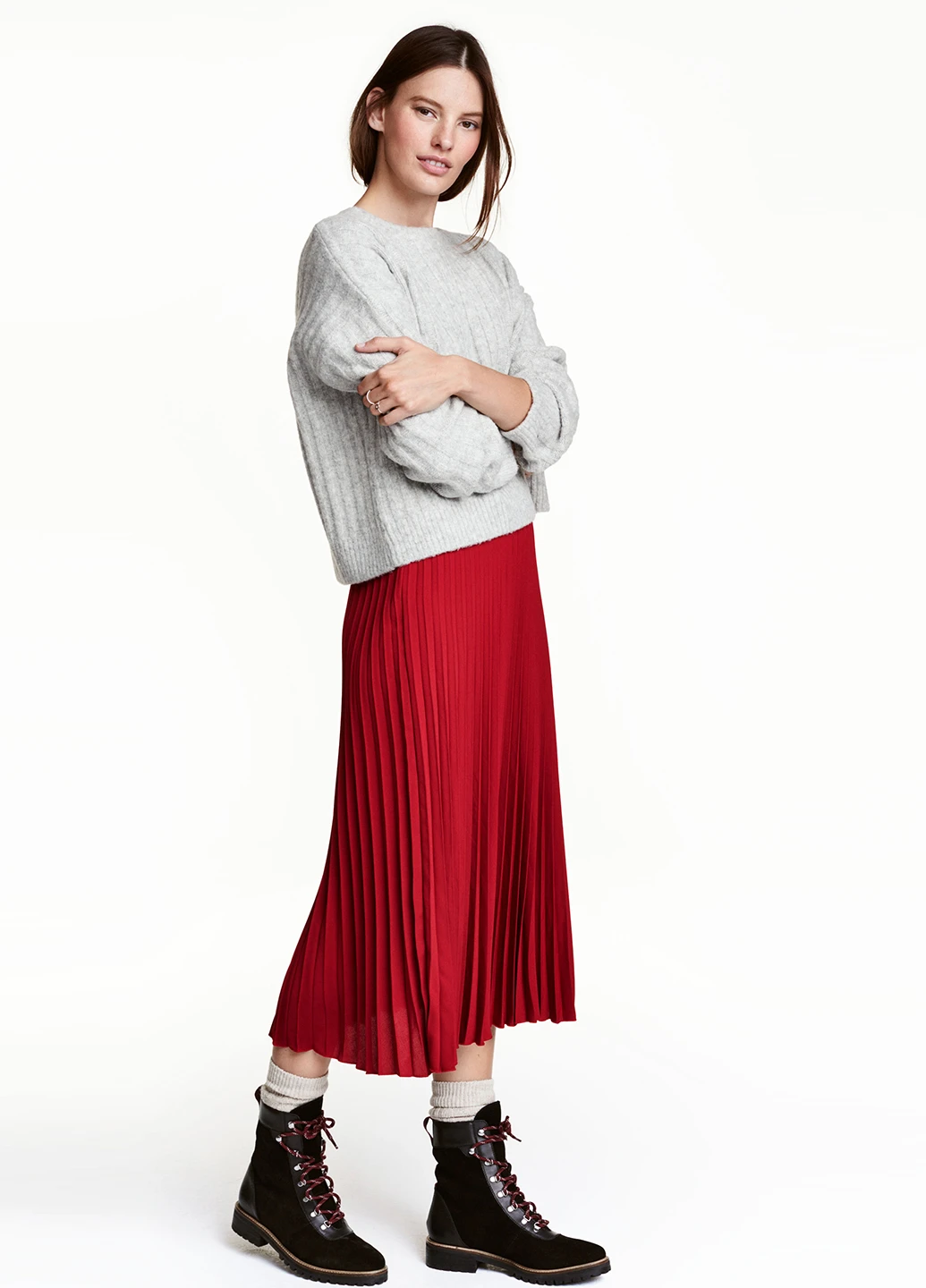 Красная кэжуал однотонная юбка H&M