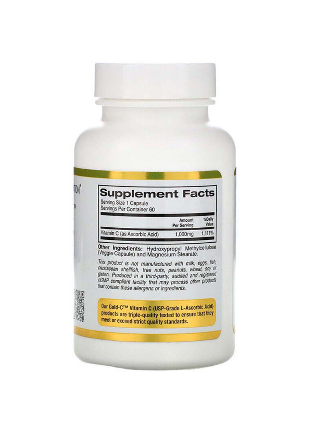 Витамин C Gold C, Vitamin C 1000 mg 60 Veg Caps California Gold Nutrition (253416254)