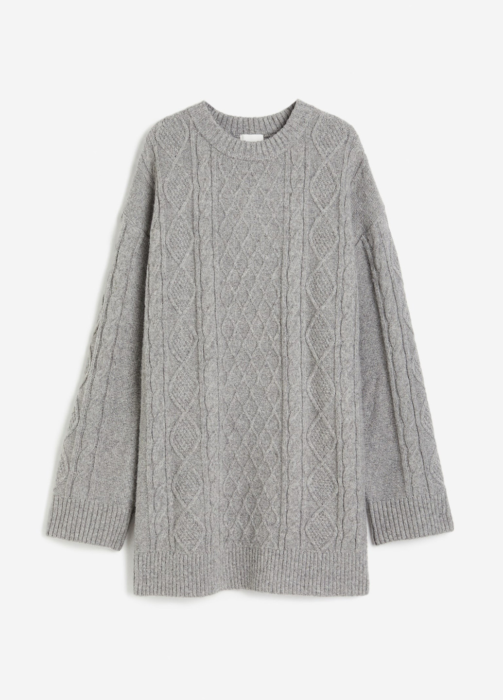 Серое кэжуал платье а-силуэт, платье-свитер H&M меланжевое