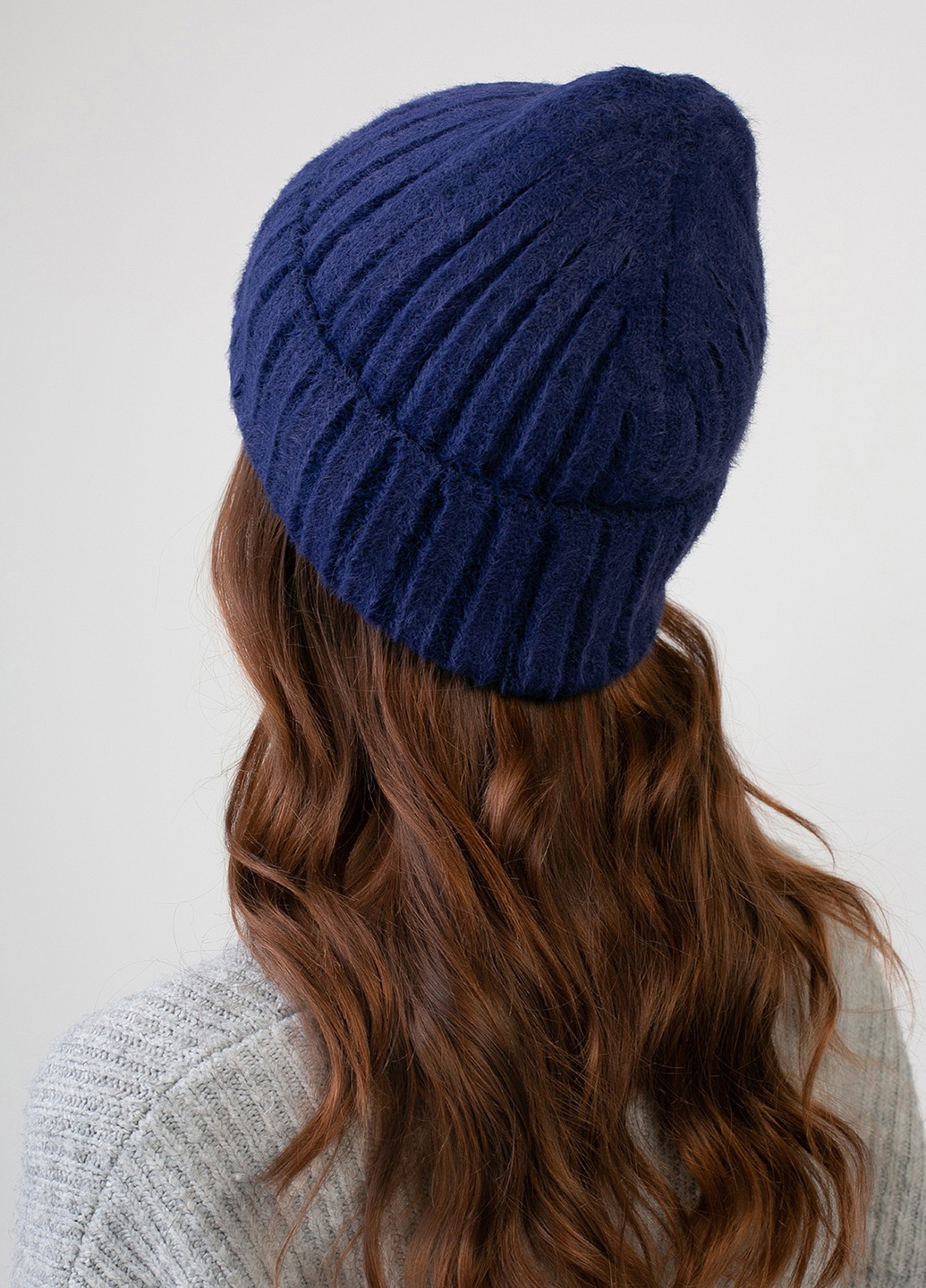 Зимняя теплая ангоровая женская шапка с отворотом без подкладки 551131 DeMari лайк ангора (237904014)