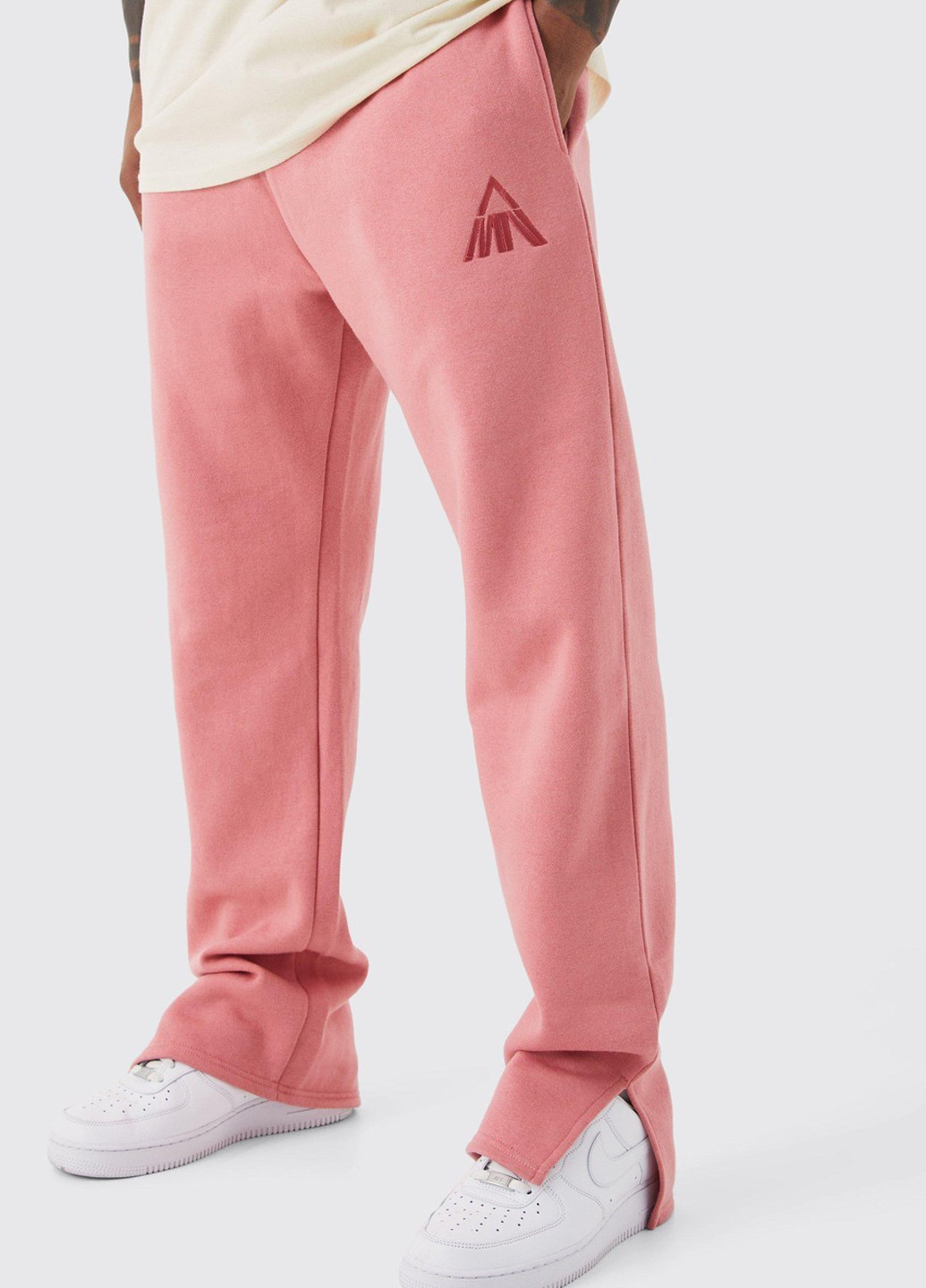Светло-розовые спортивные демисезонные прямые брюки Boohoo