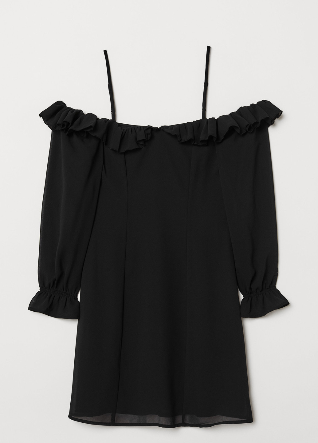 Черное кэжуал платье с открытыми плечами H&M однотонное