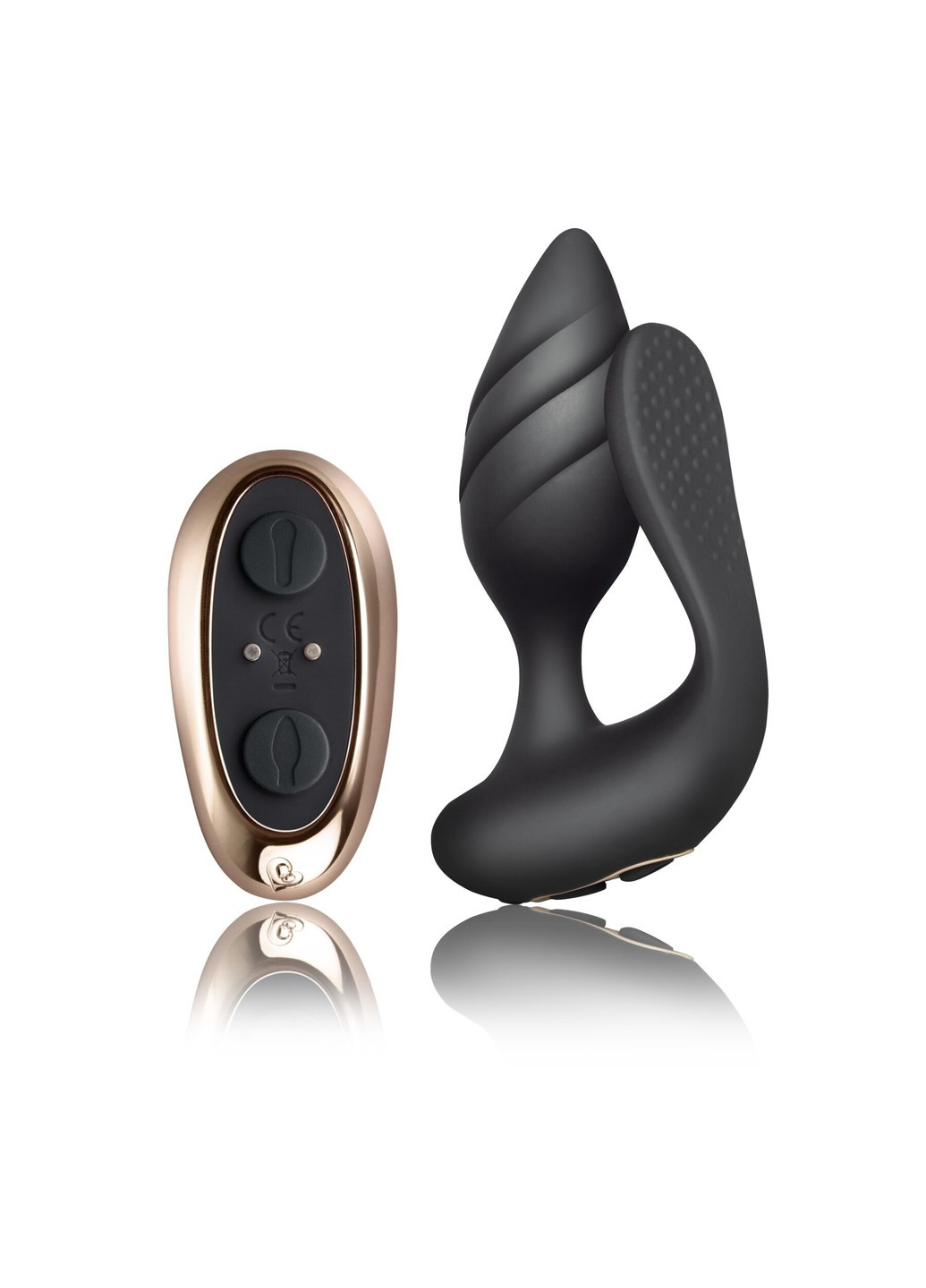 Анально-вагинальный вибратор для пар Rocks Off Cocktail Black, пульт ДУ Rocks-Off (254737992)
