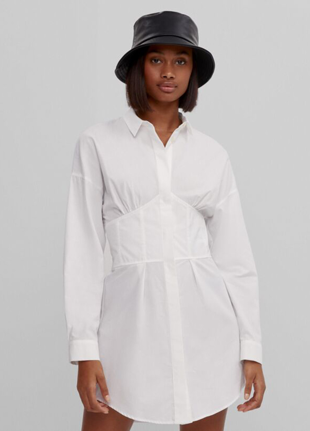 Белое кэжуал платье рубашка No Brand однотонное