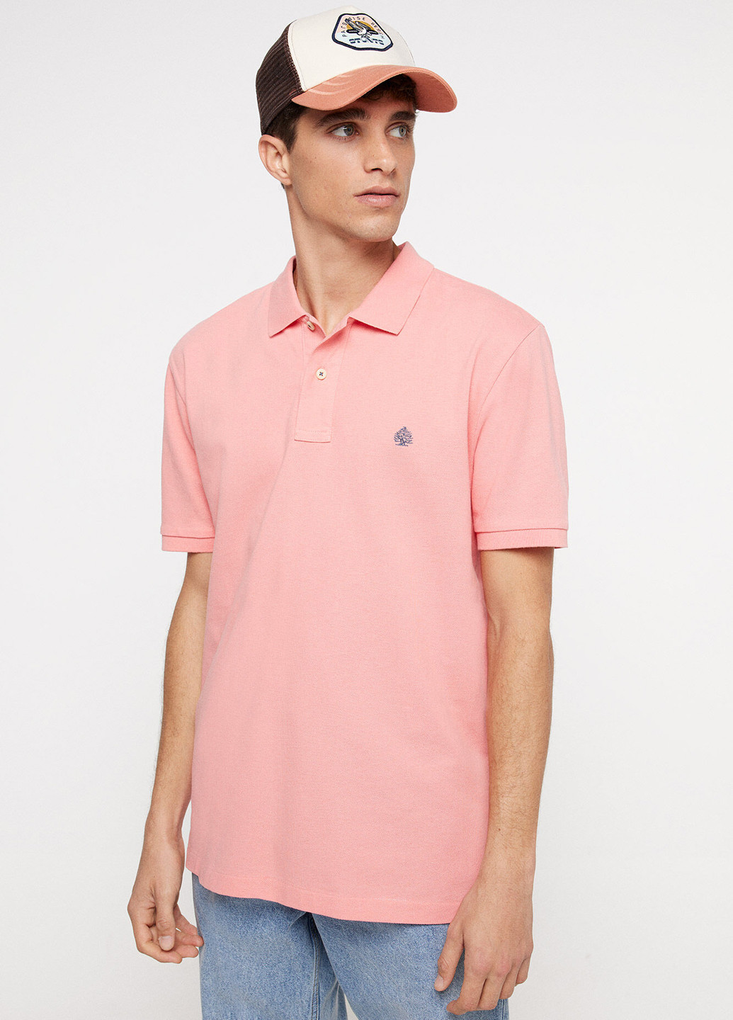 Розовая футболка-поло для мужчин Springfield однотонная