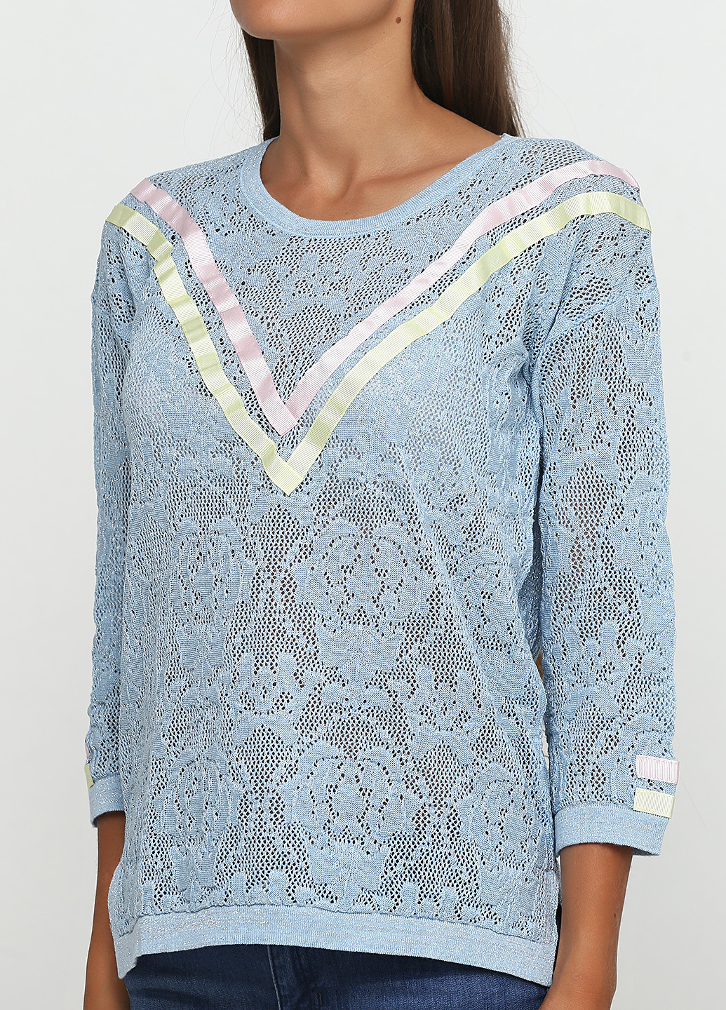 Голубой демисезонный джемпер пуловер Sassofono