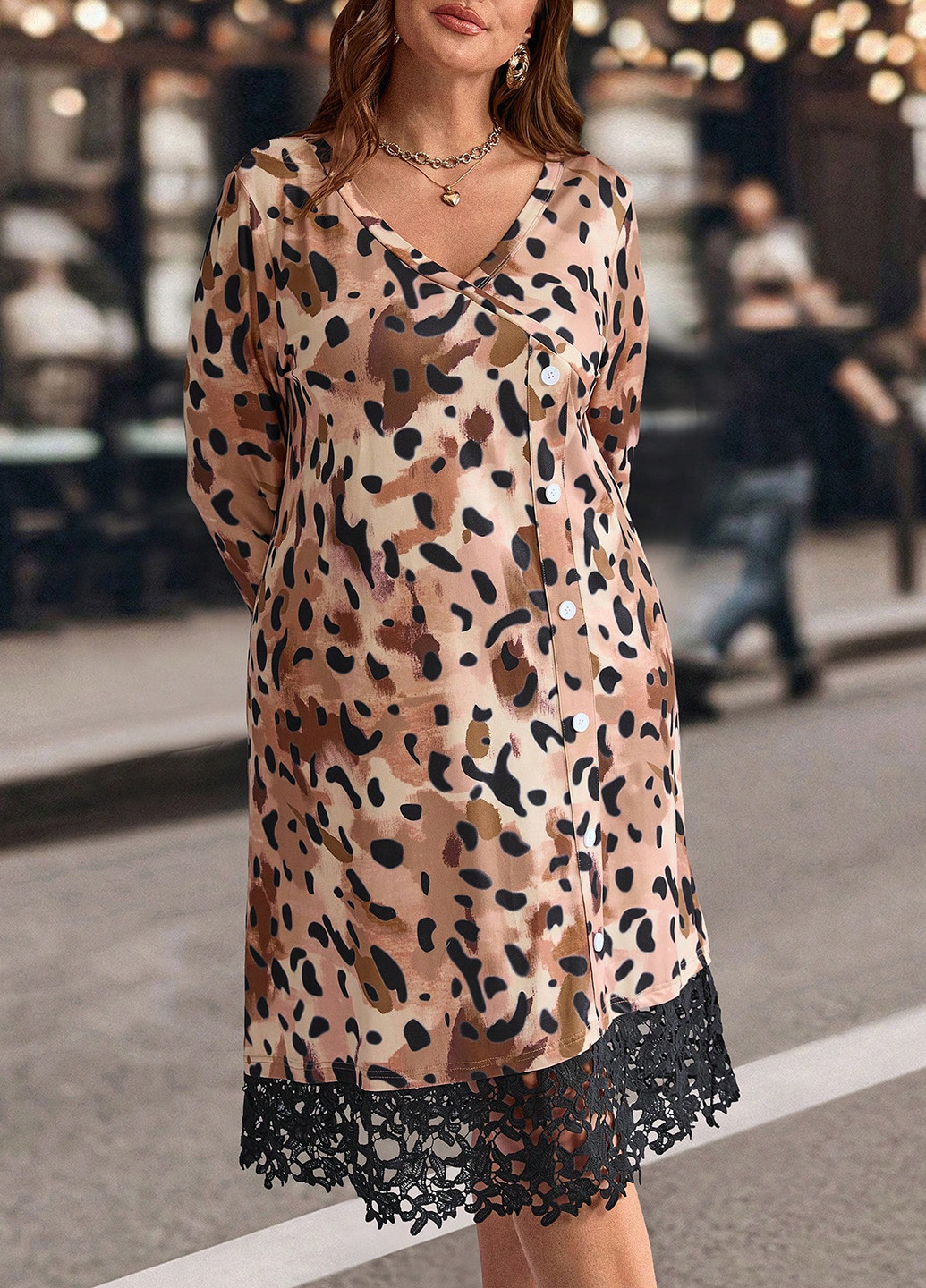 Комбінована кежуал сукня а-силует SHEIN з тваринним принтом