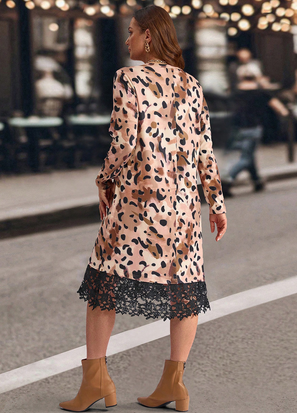 Комбінована кежуал сукня а-силует SHEIN з тваринним принтом