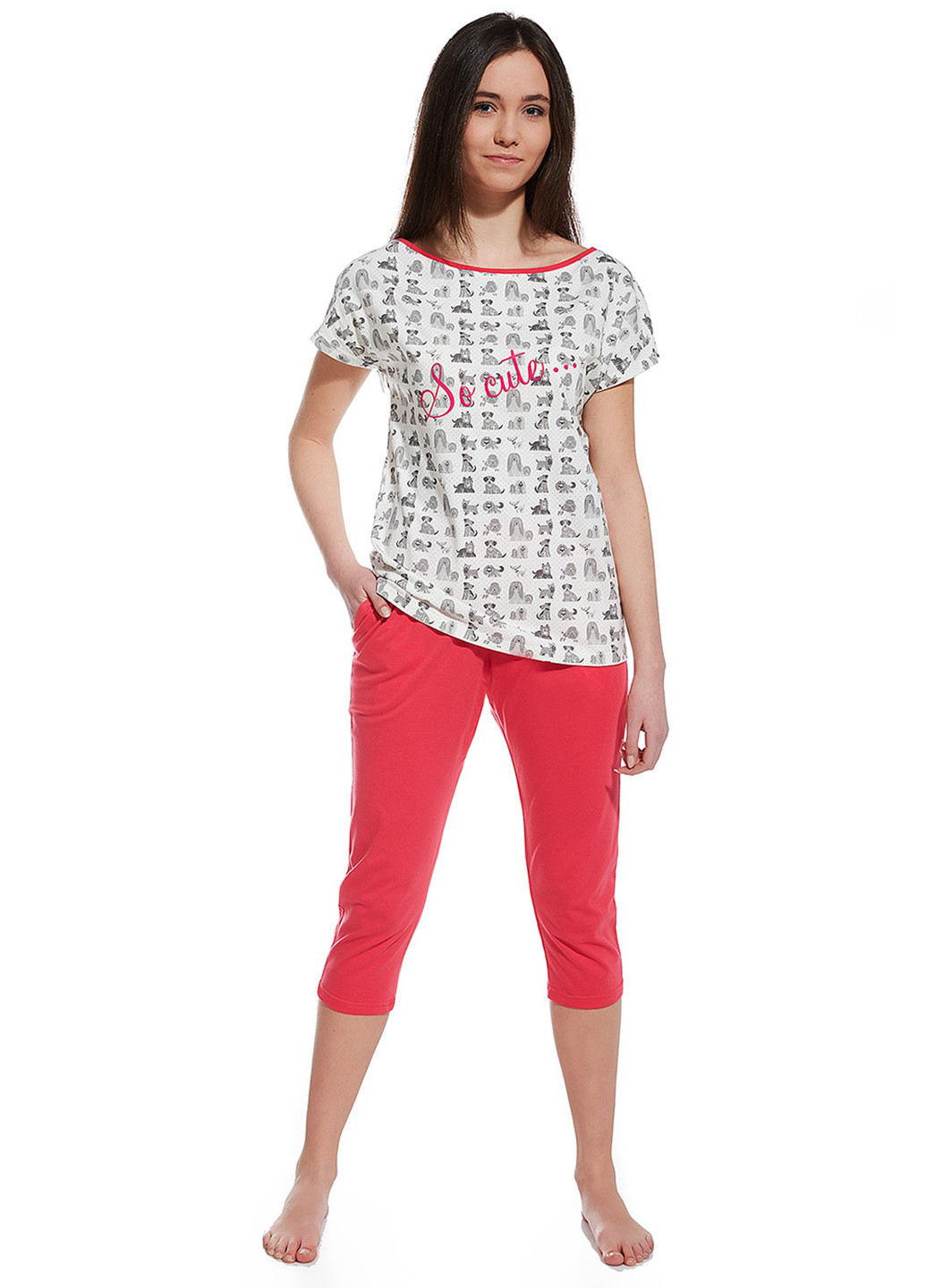 Червона всесезон пижама (футболка, брюки) Cornette