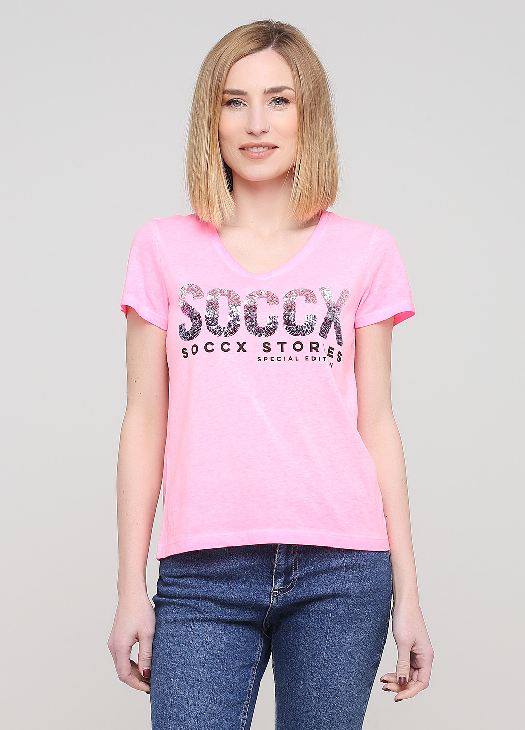 Розовая летняя футболка Soccx