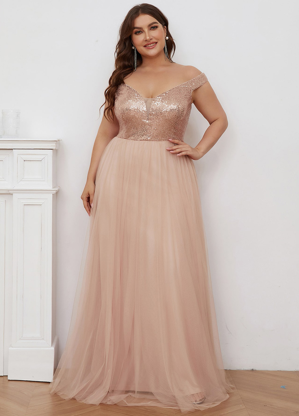 Пудрова кежуал сукня а-силует SHEIN однотонна