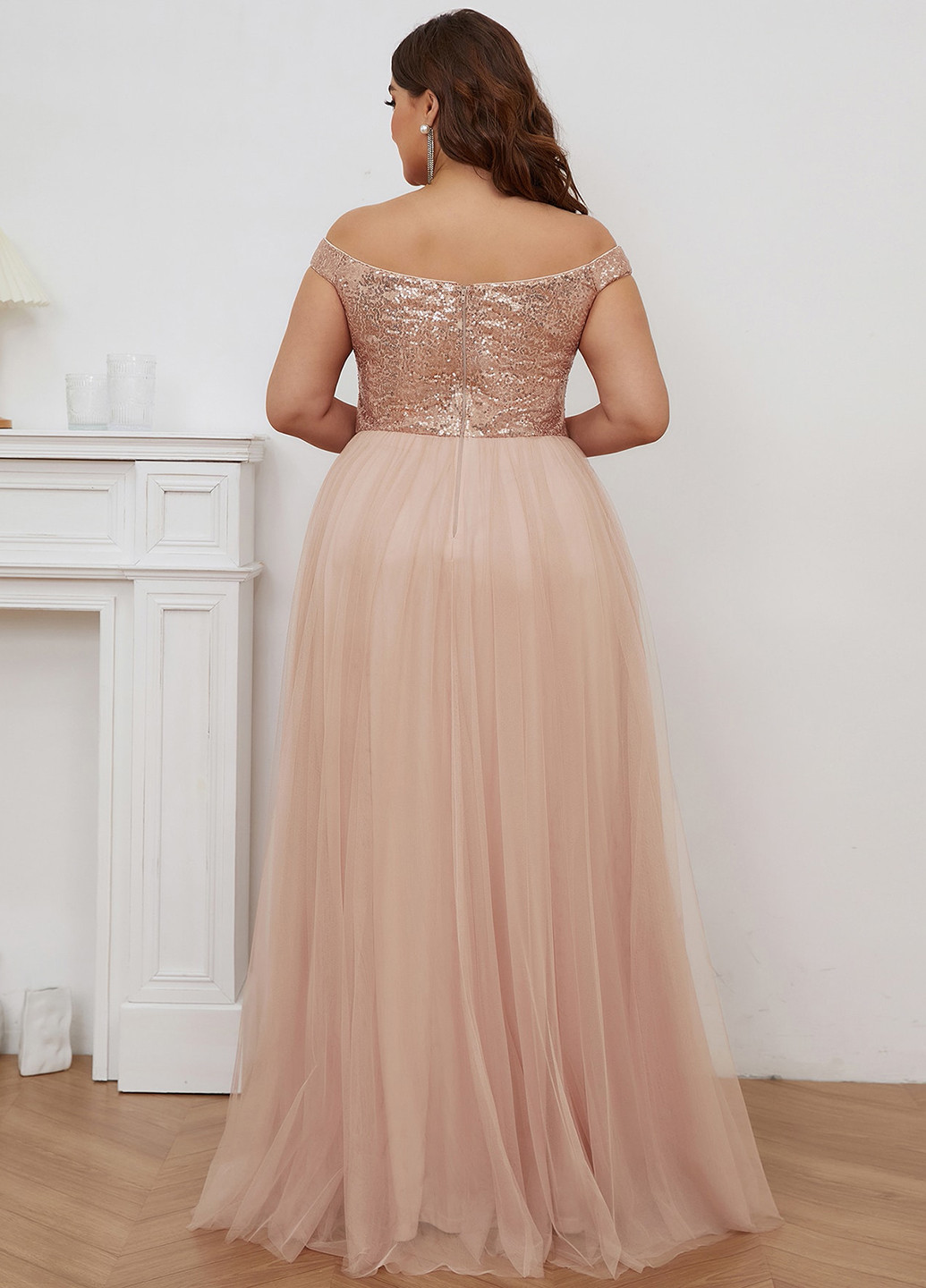 Пудрова кежуал сукня а-силует SHEIN однотонна