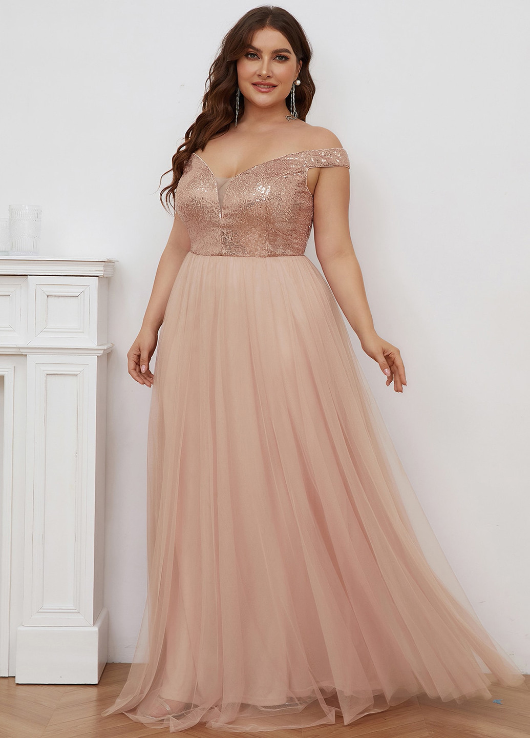 Пудрова кежуал сукня а-силует SHEIN однотонна