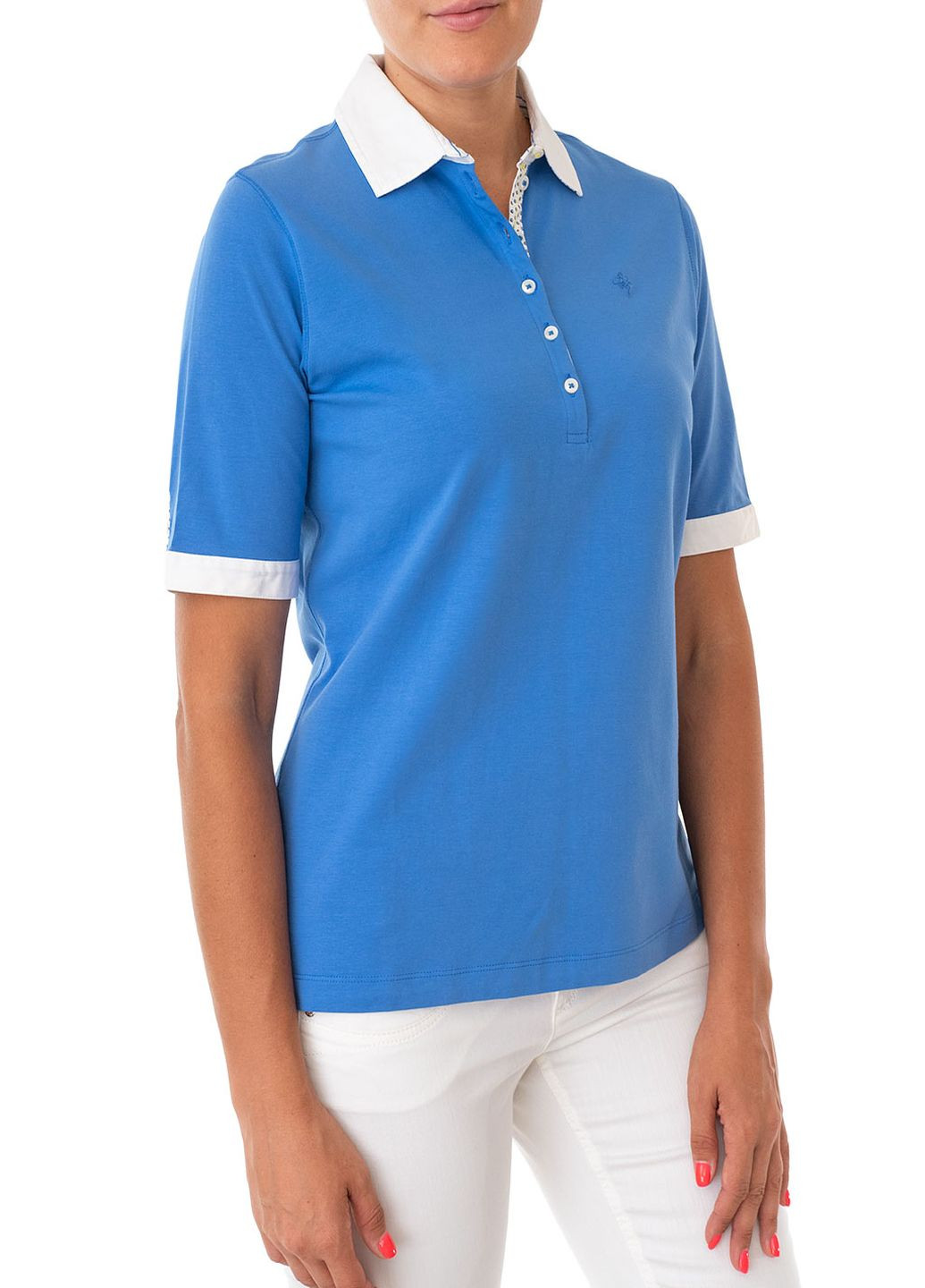 Голубой женская футболка-поло Brax однотонная