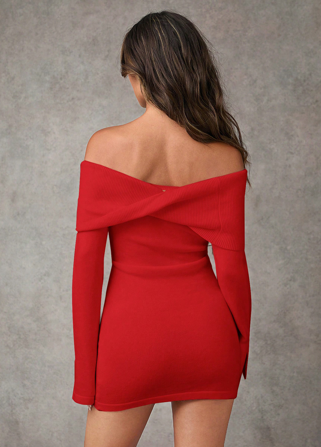 Червона кежуал сукня з відкритими плечима SHEIN однотонна