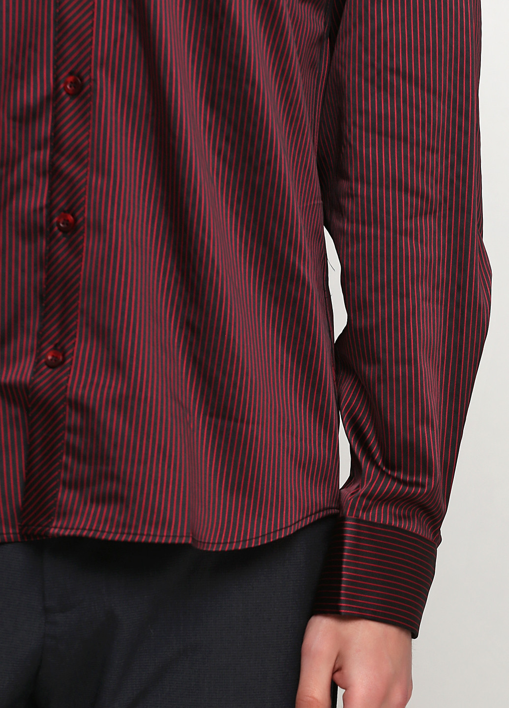 Бордовая кэжуал рубашка в полоску Recodar