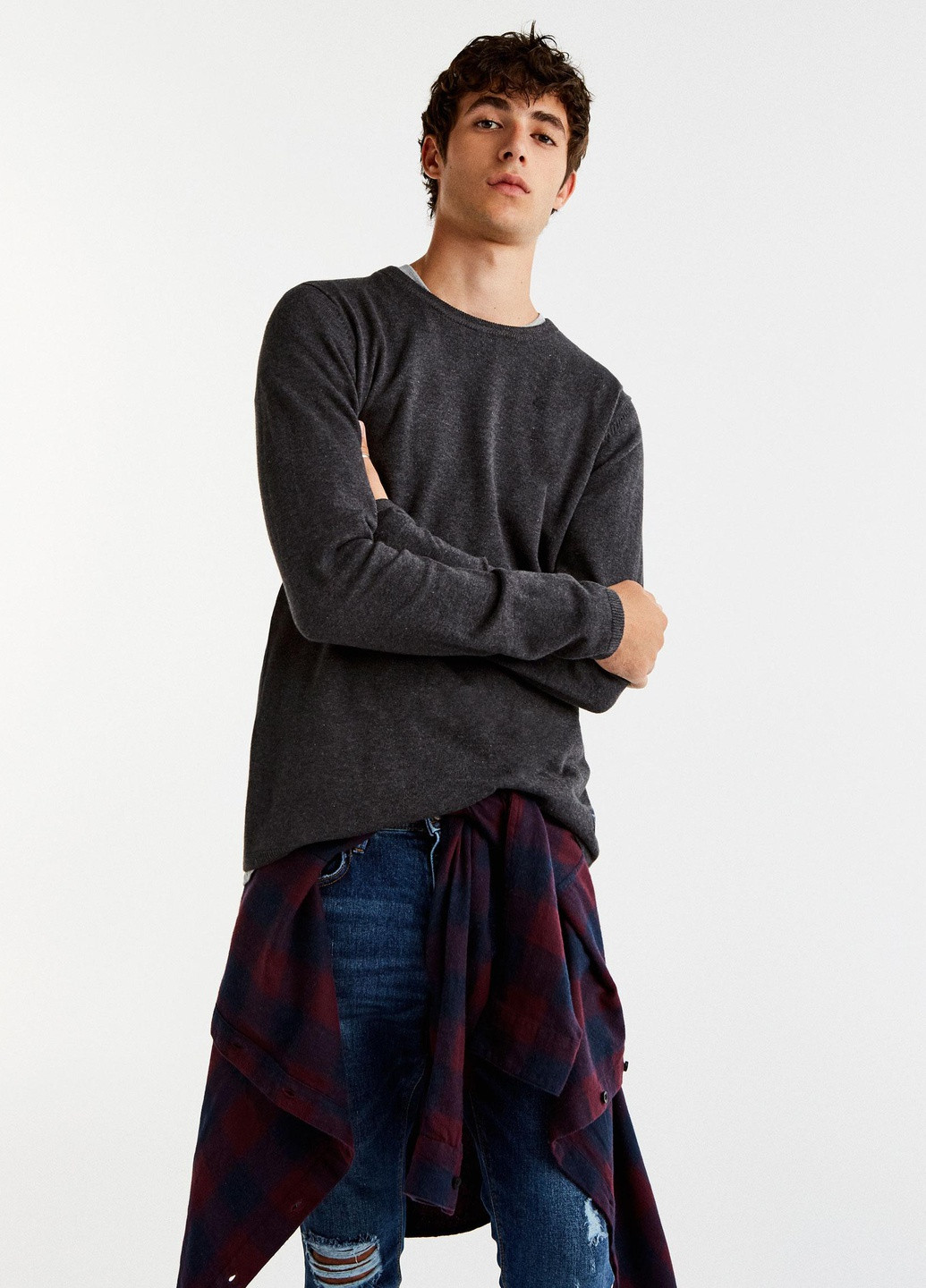 Темно-серый джемпер демісезон,темно-сірий, Pull & Bear