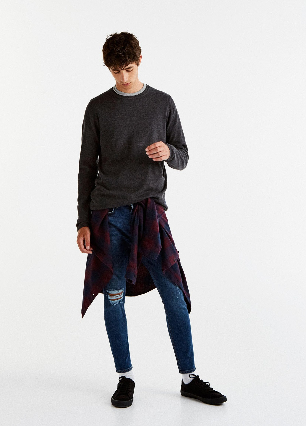 Темно-серый джемпер демісезон,темно-сірий, Pull & Bear