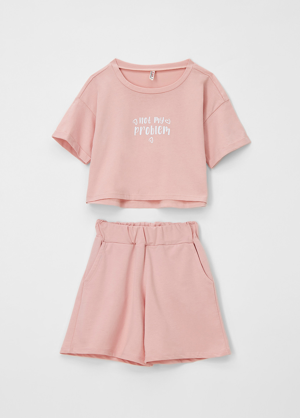 Рожевий літній комплект(шорти, футболка) DeFacto