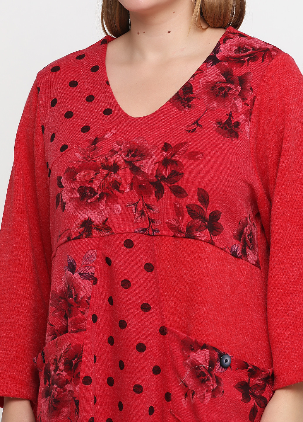 Красное кэжуал платье баллон Made in Italy с цветочным принтом
