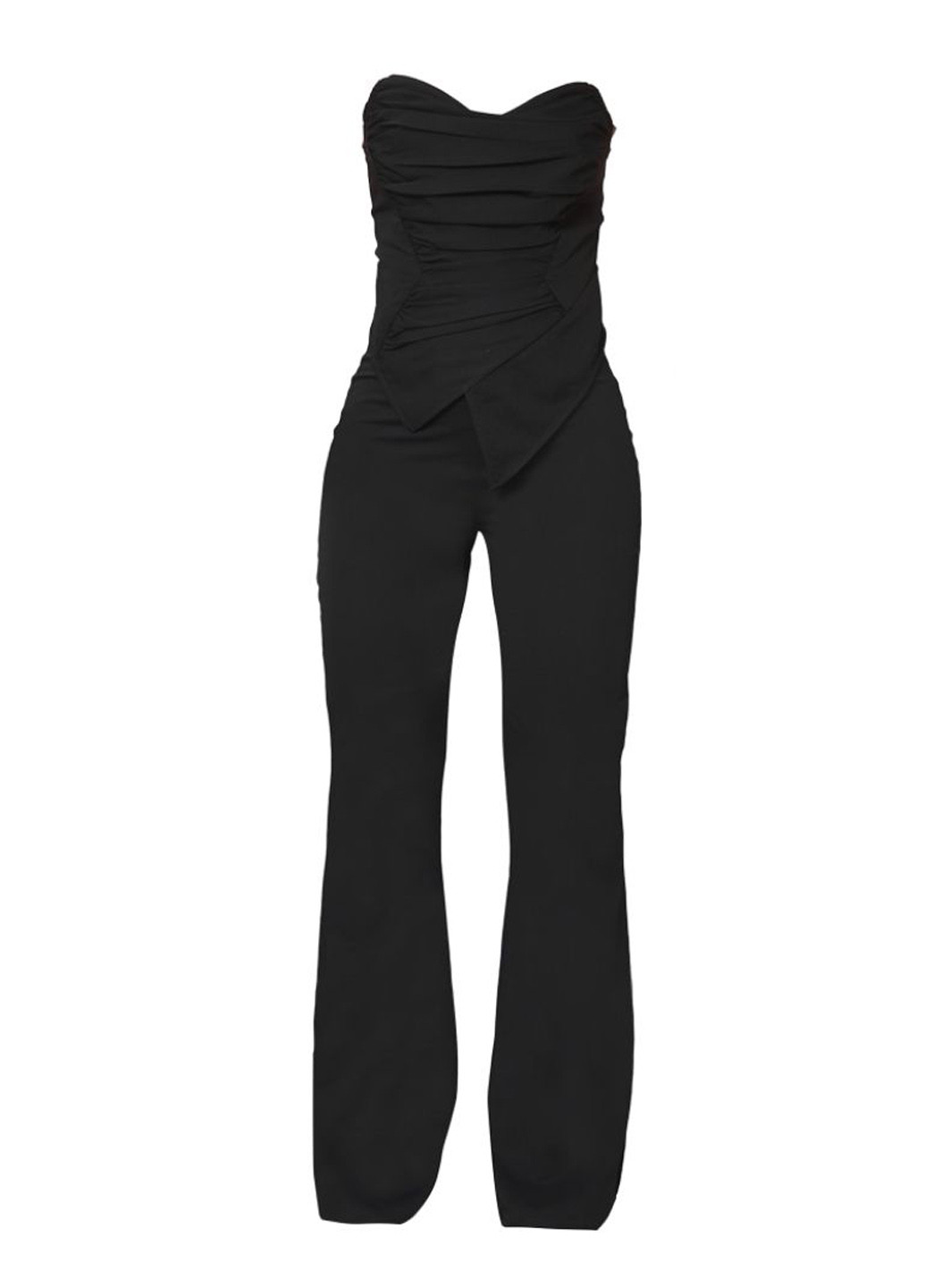 Комбинезон PrettyLittleThing комбинезон-брюки однотонный чёрный кэжуал полиамид