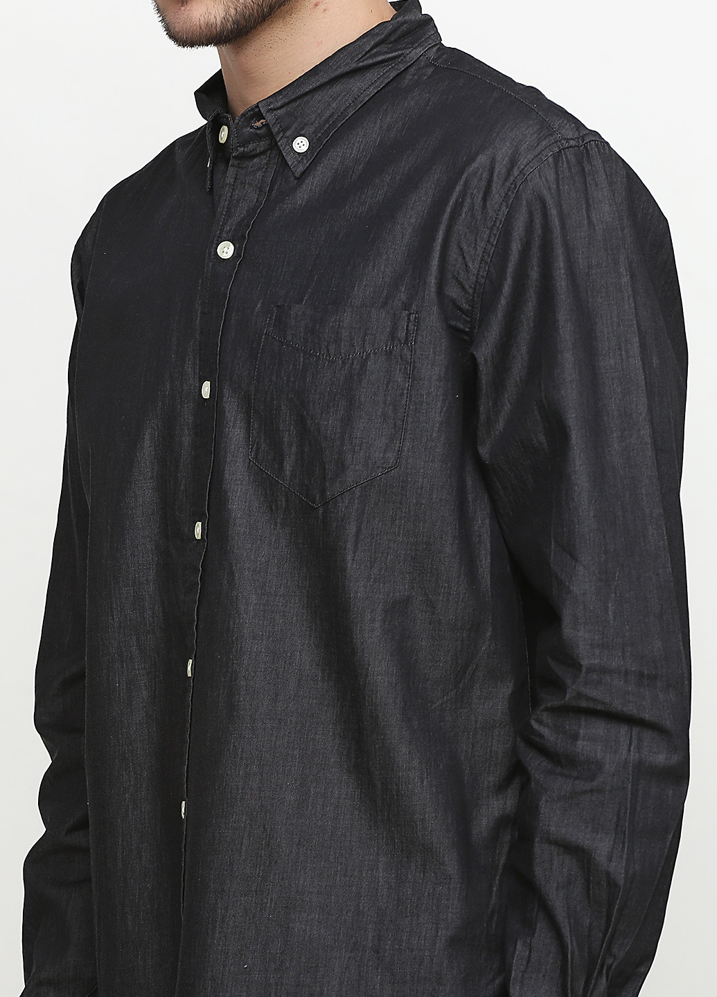Черная кэжуал рубашка однотонная Homebound с длинным рукавом