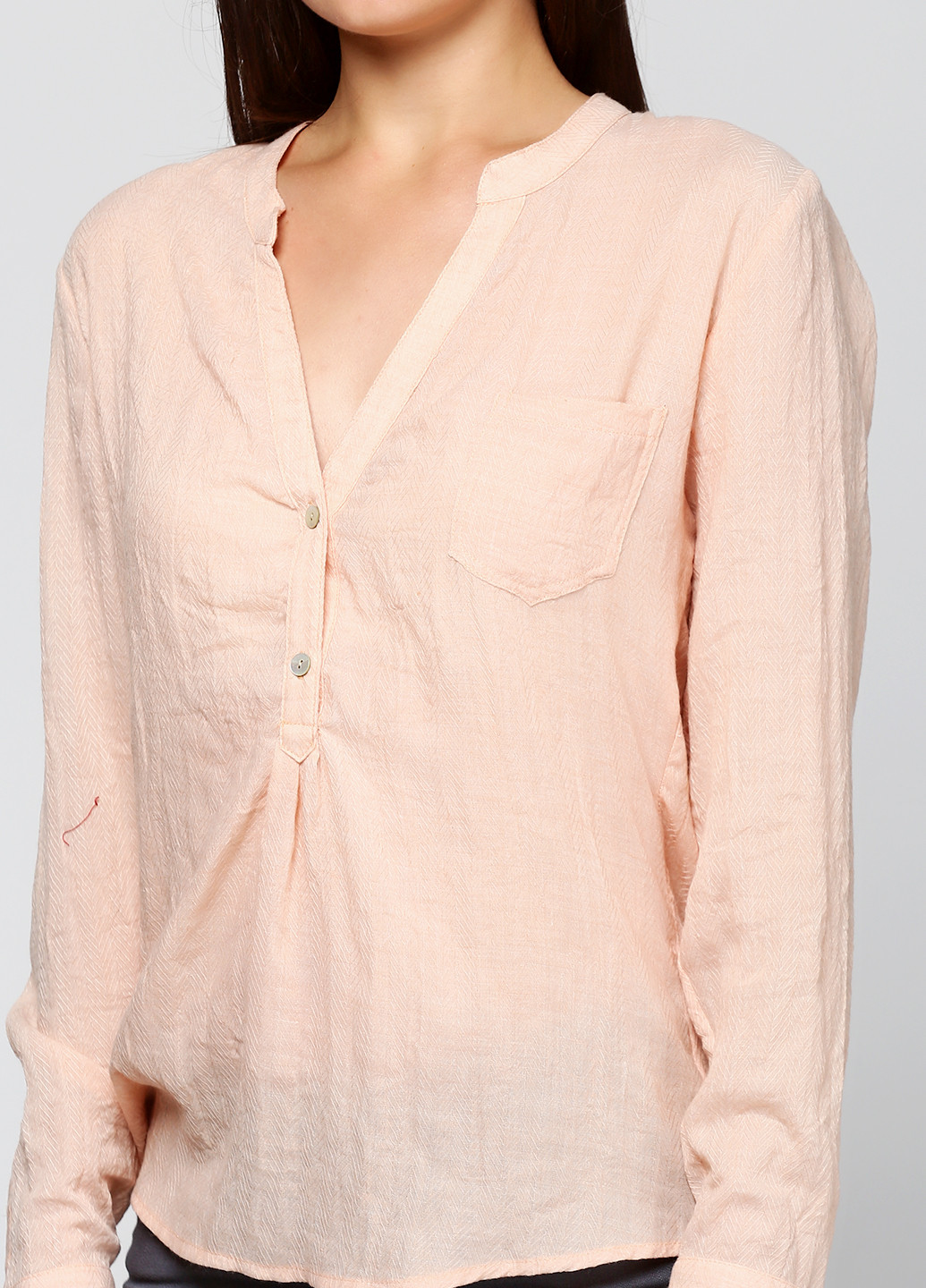 Персиковая кэжуал рубашка Minus с длинным рукавом