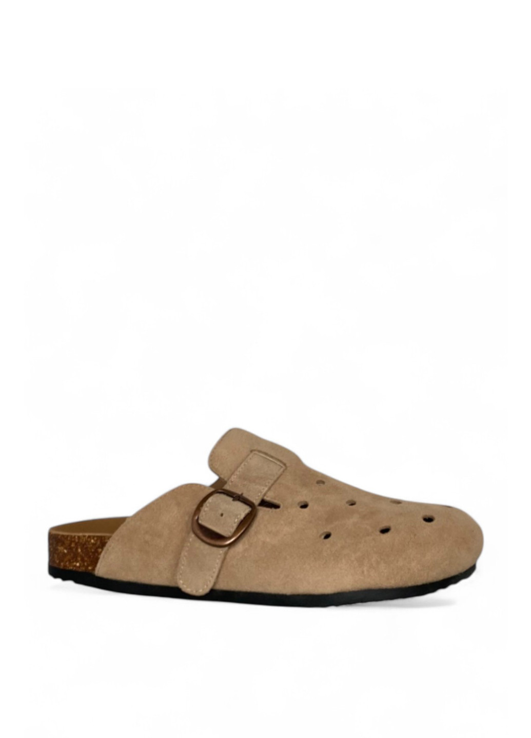 Песочные сабо ALLSY без каблука с перфорацией