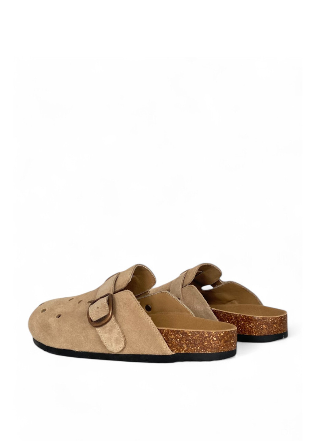 Песочные сабо ALLSY без каблука с перфорацией